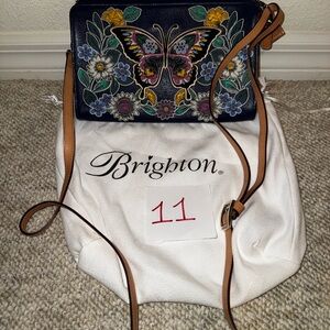 Brighton Navy Floral Butterfly Crossbody Bag